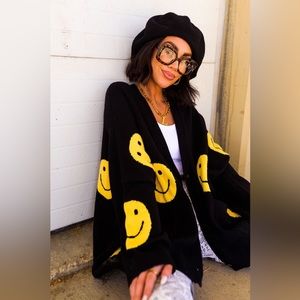 The Most Fun Oversized Smiley Cardigan